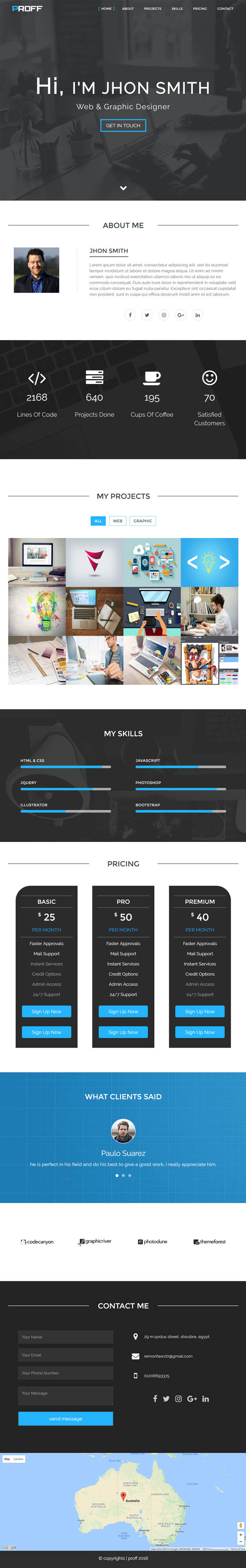 Proff | One Page Personal & Portfolio HTML Template