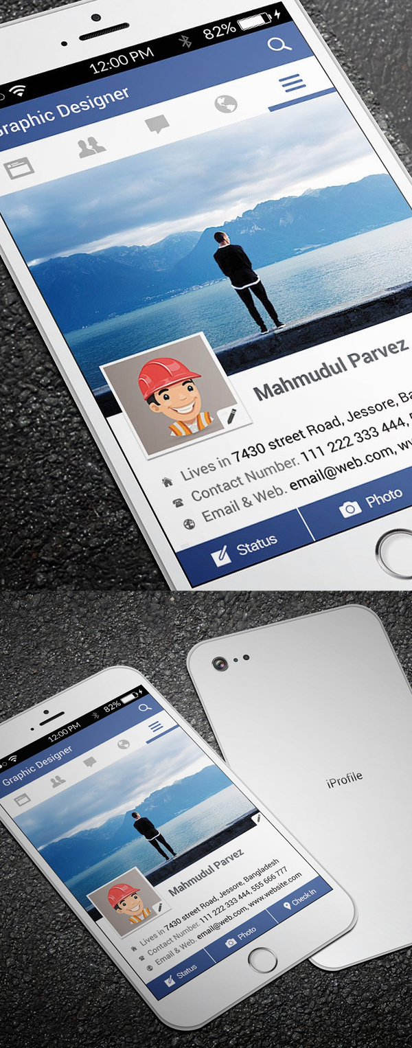 iPhone Facebook Business Card Design