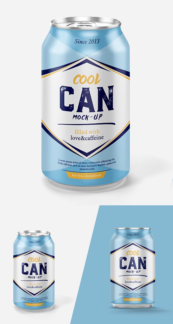Free Highest Quality Drink Can Mockup PSD