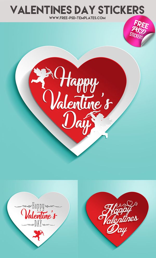 Free Valentine’s Day Stickers and Templates PSD