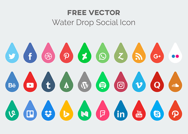 Free Water Drop Social Media Icon Pack