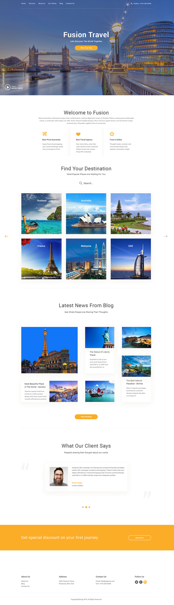 Fusion: Travel Agency Free Web Template
