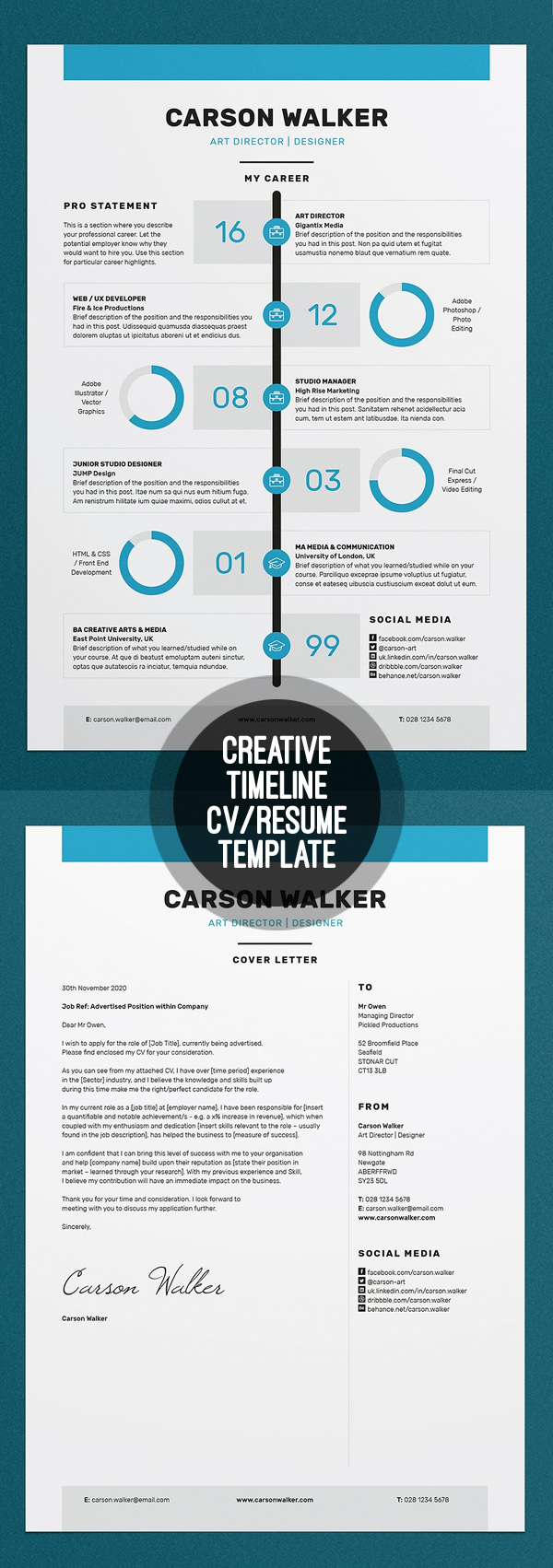 Creative Timeline Resume/CV Template