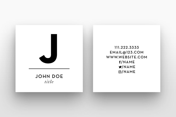 Square Small Initial Business Card Template