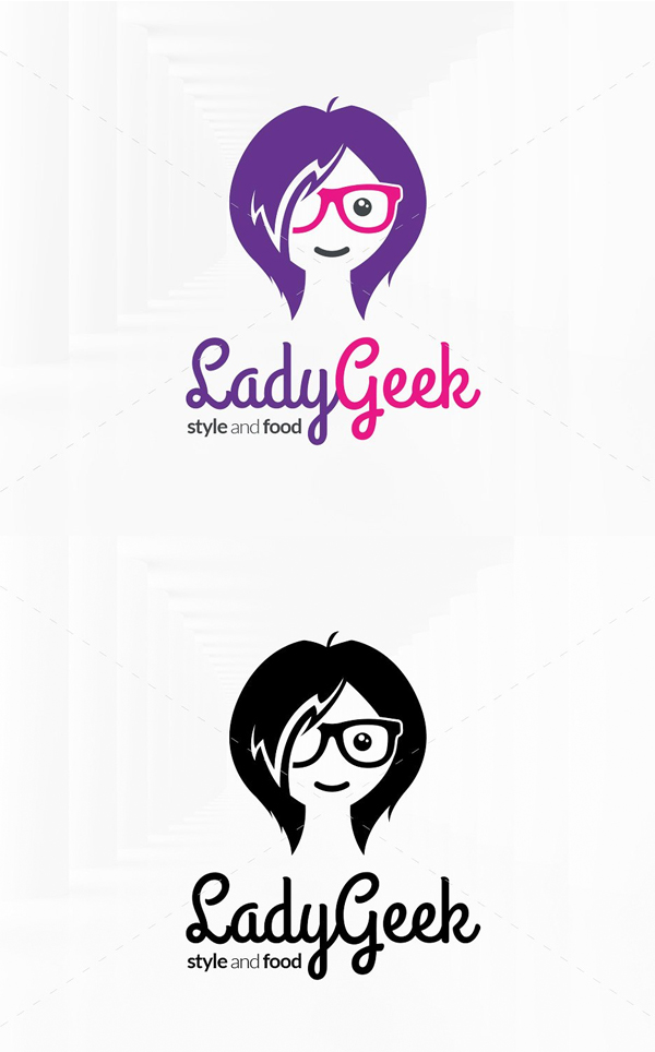 Lady Geek Logo Template