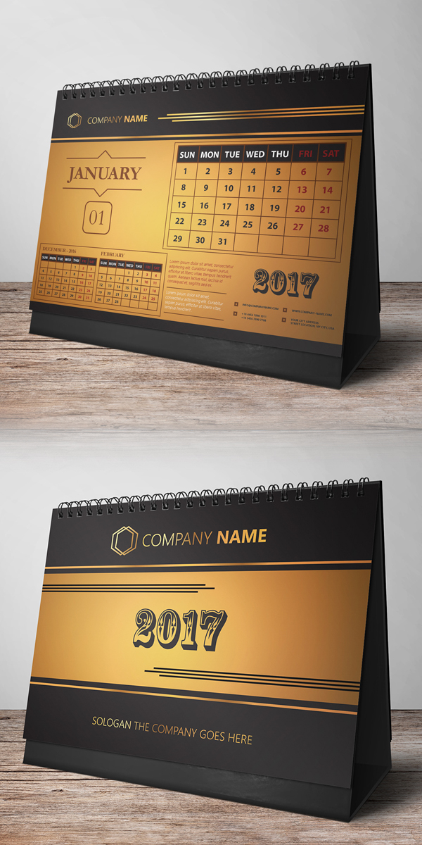 Free Desk Calendar Design 2017