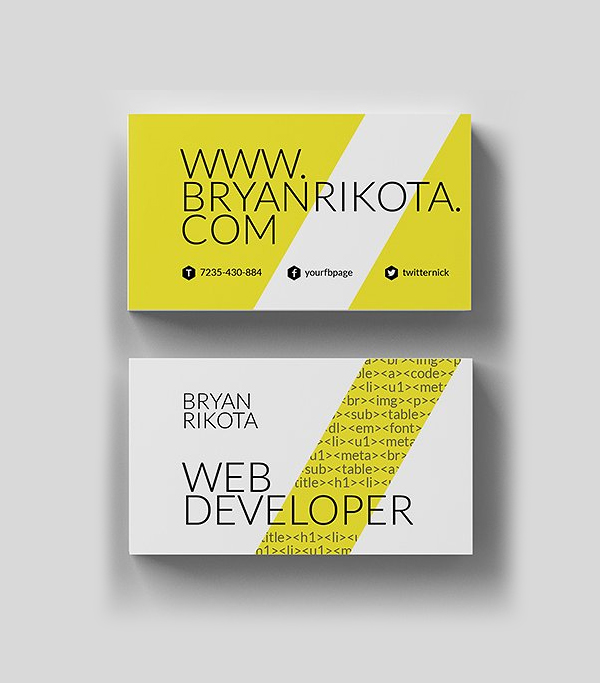 Minimal Web Developer Business Card Design