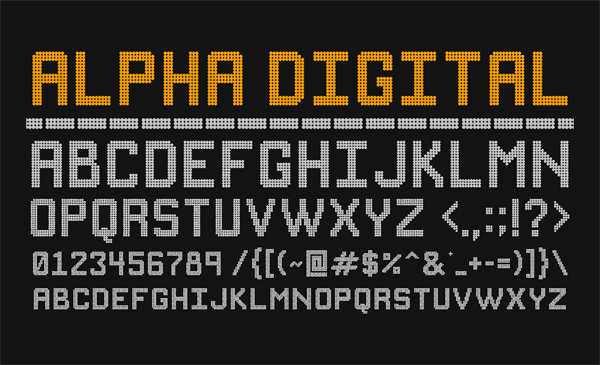 Alpha Digital Free Font Letters