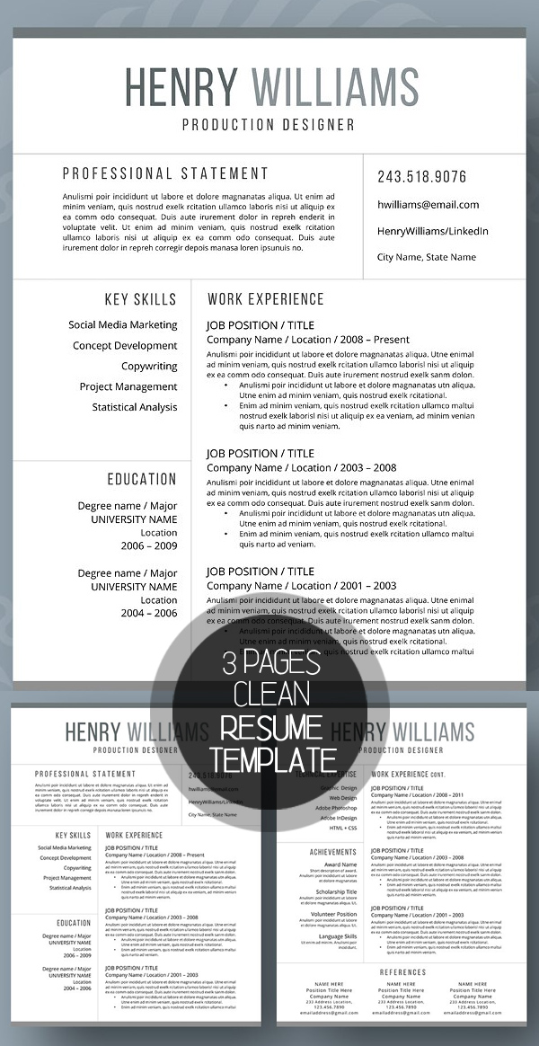 New Clean Resume Templates with Cover Letter Design