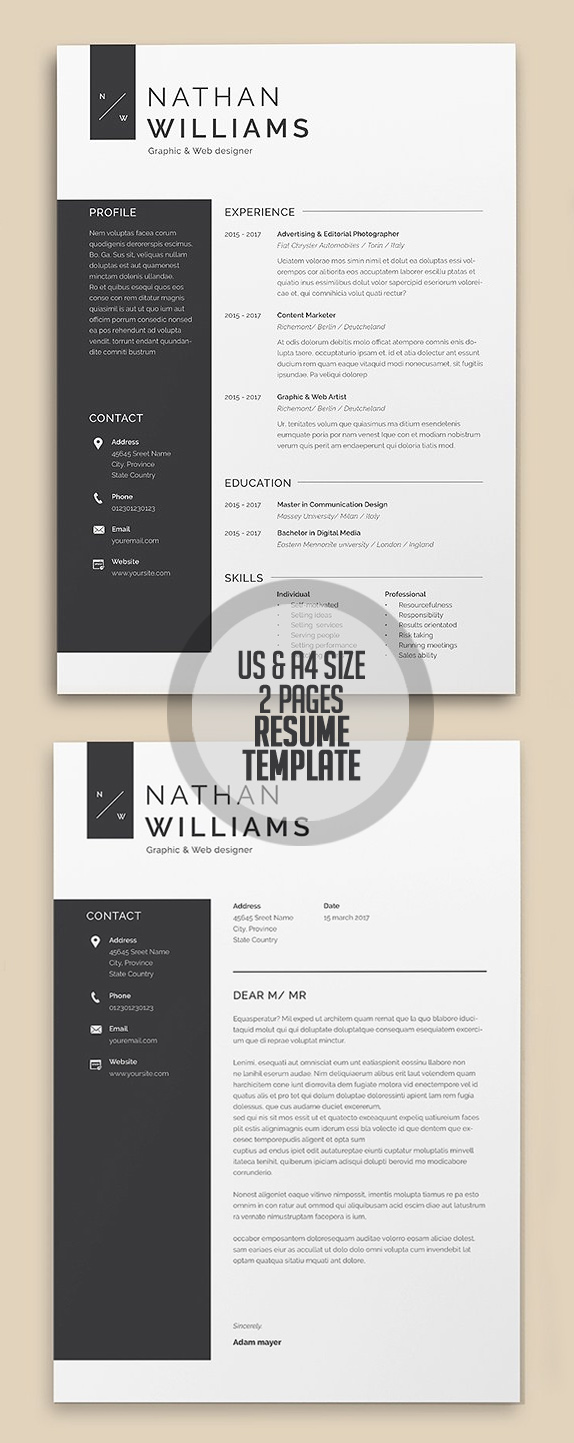 A4/US Letter 2 Page Resume Template