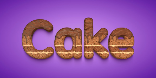 3D Text with Chocolate Cake Effect
