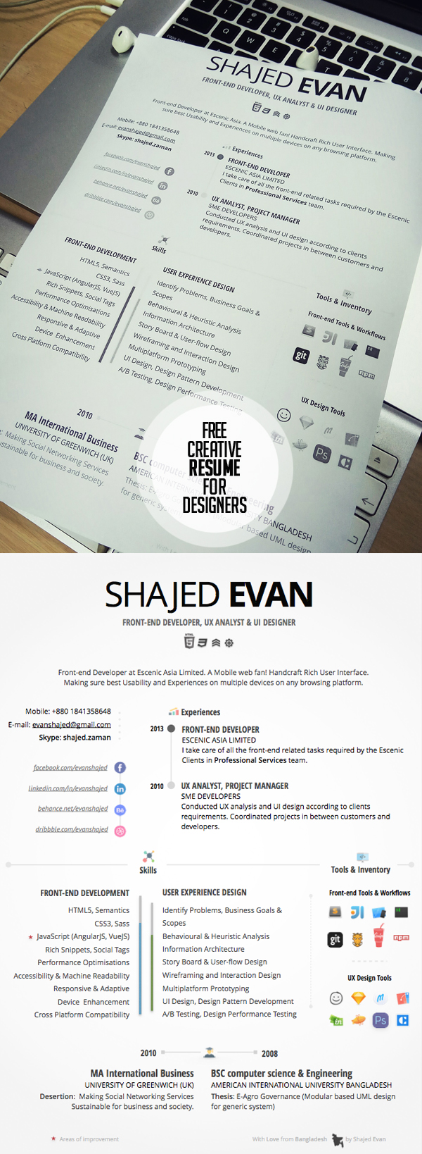 Free Creative Resume for Designers & Developers