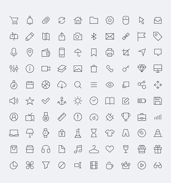 Free Vector line Icons PSD (100 Icons)