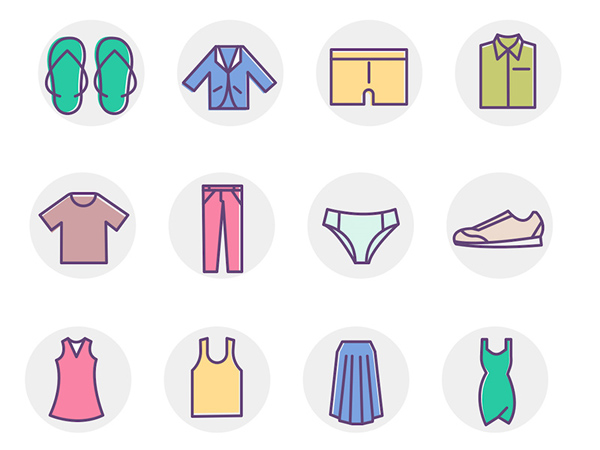 Free Simple Clothing Color Icons Set (12 Icons)