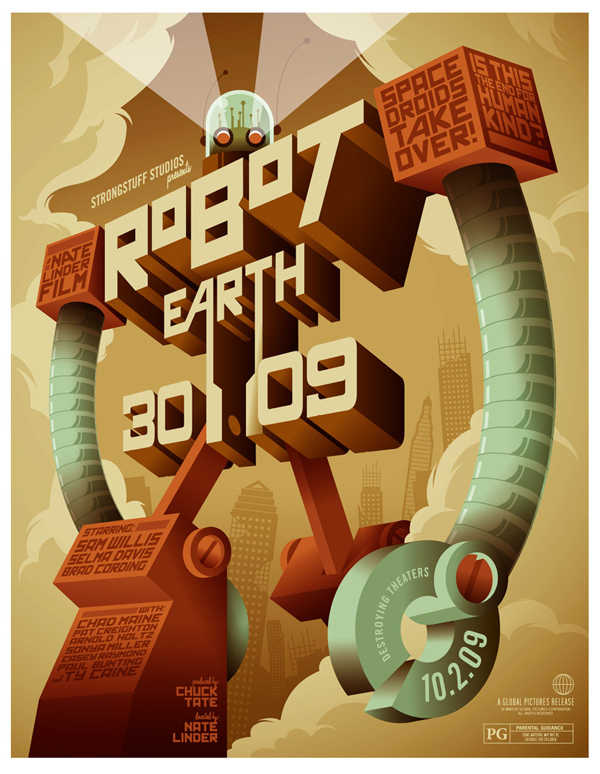 How to Making of Robot Earth 3009 Typographic Illustration