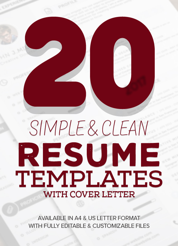 20 New Simple, Clean CV / Resume Templates with Cover Letter