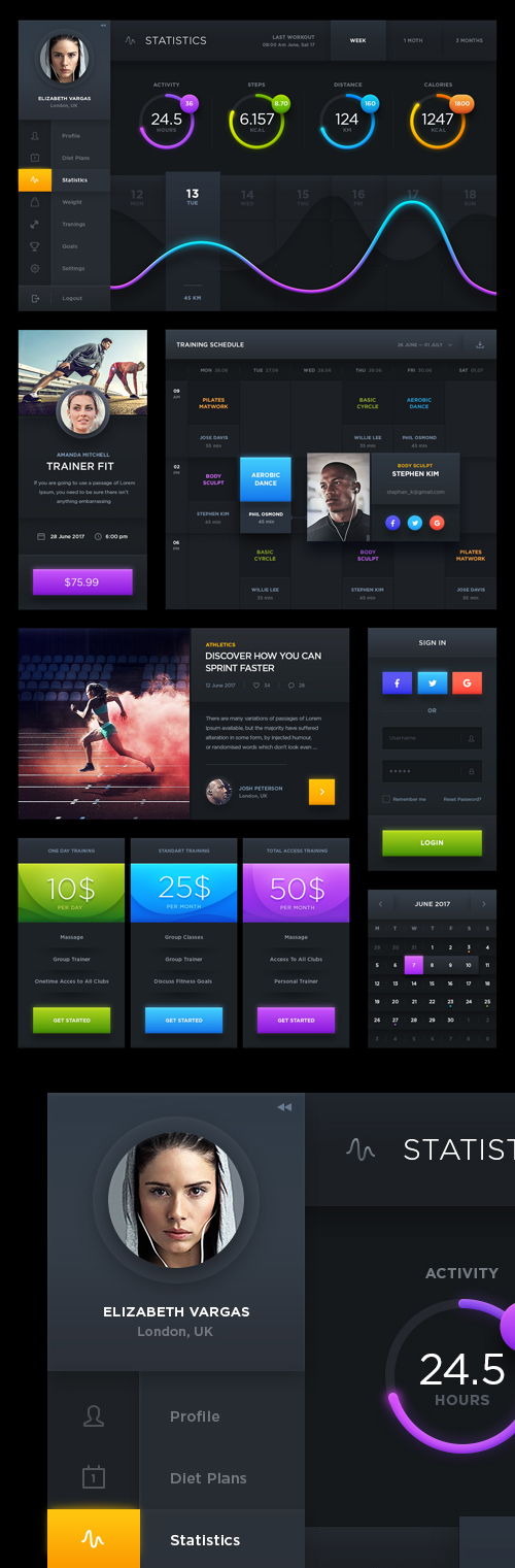 Free Download Dark Sports UI Designs