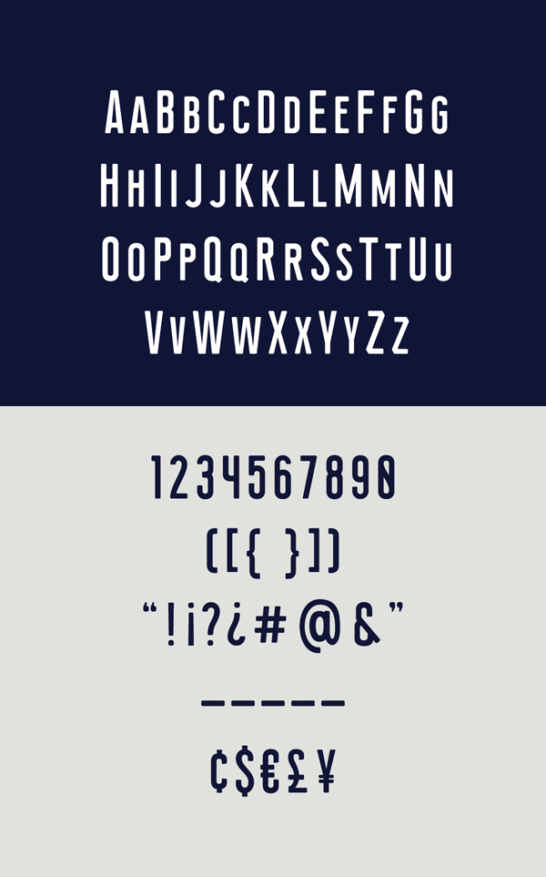 Union Condensed free font letters