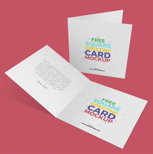 Free Square Greeting Cards Mockup