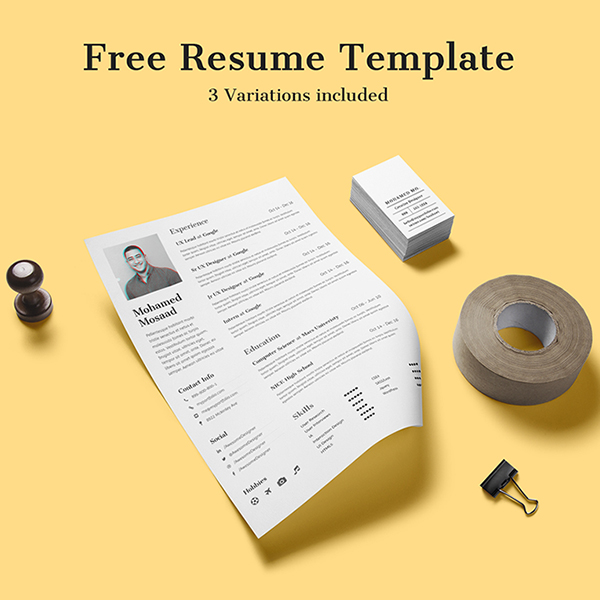 Free Clean and Minimal Resume with 3 Variations