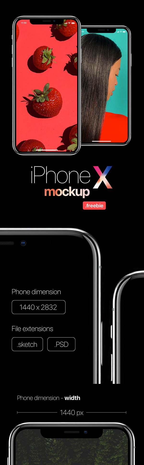 Free Download iPhone X PSD Mockups and Sketch - 5