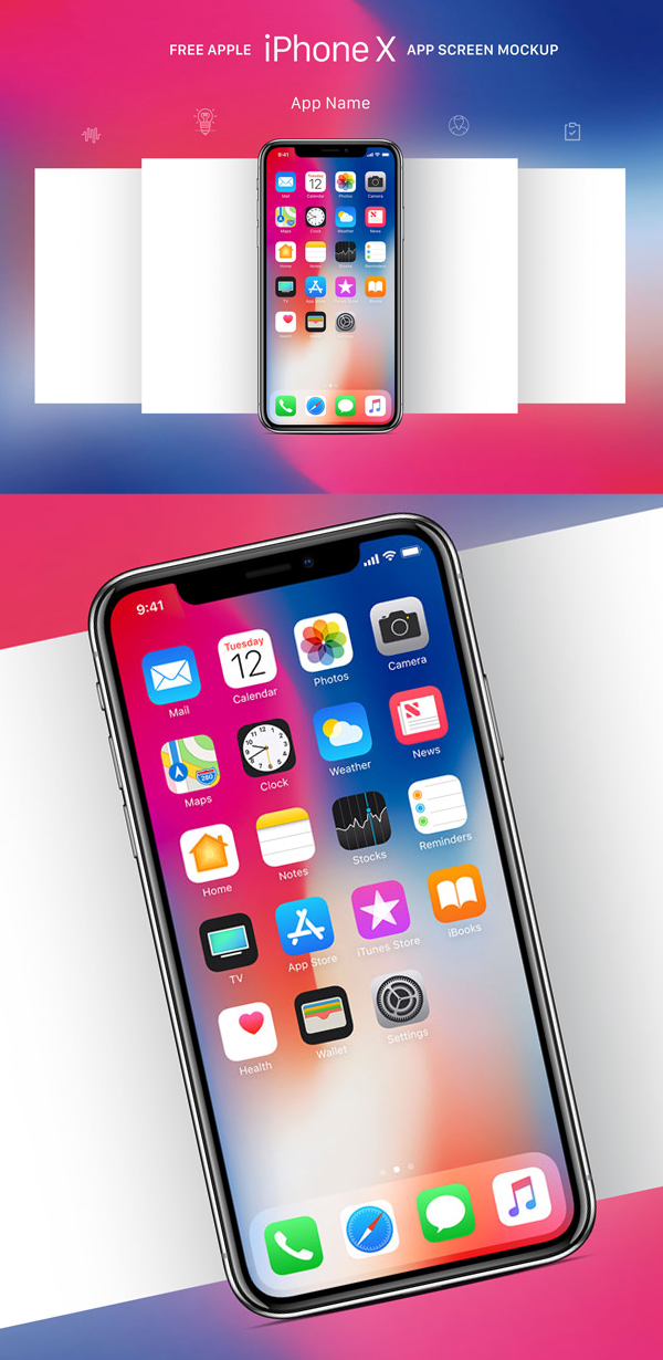 Free Download iPhone X PSD Mockups and Sketch - 7