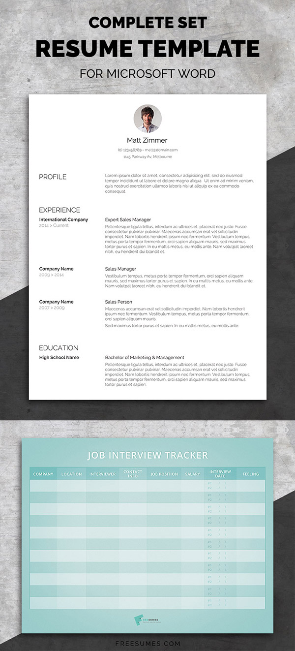 Professional Resume Template Set | Spick And Span