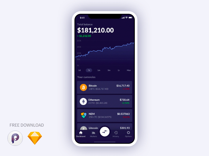 CryptoWallet - Free Mobile App template
