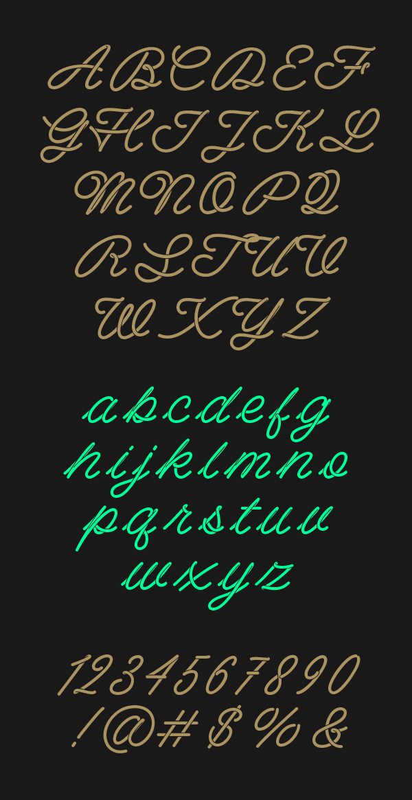 Barista Script font letters