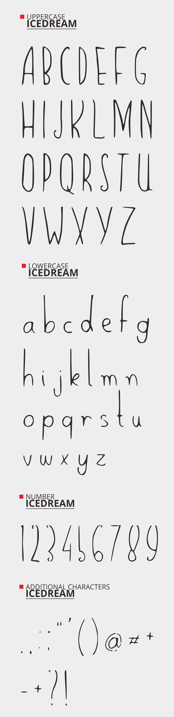 Icedream Free Font Letters and Numbers