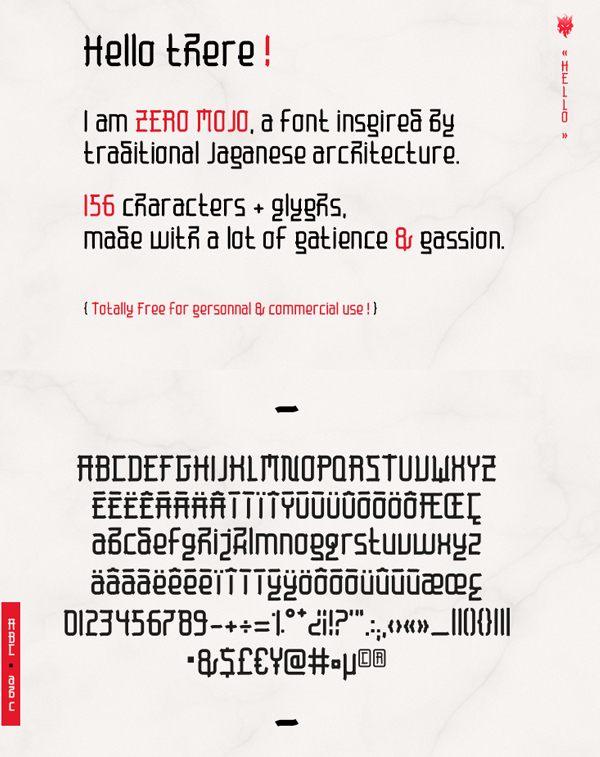 Zero Mojo Free Font Letters and Numbers