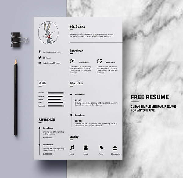 Freebie: Clean Simple Minimal Resume Template