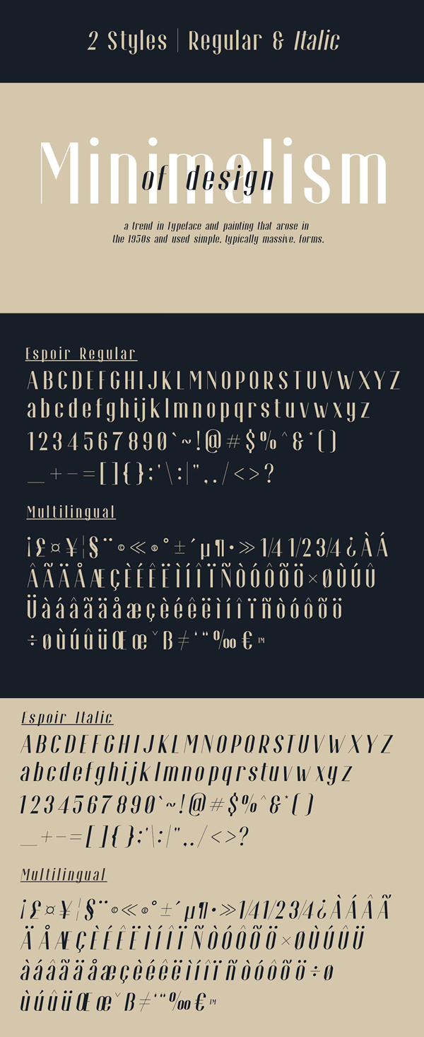 Espoir Free Font Letters and Numbers