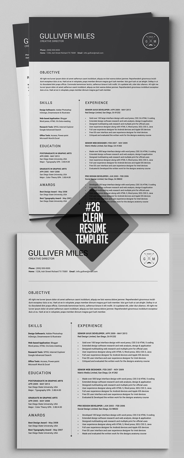 Miniml Resume CV 2 Pages Template