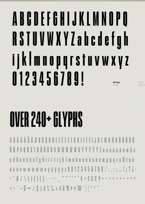 MT Knox Free Font Letters