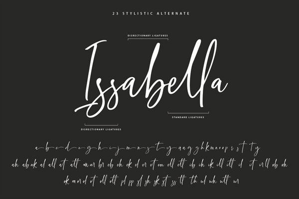 Light Olifia Script Font Letters