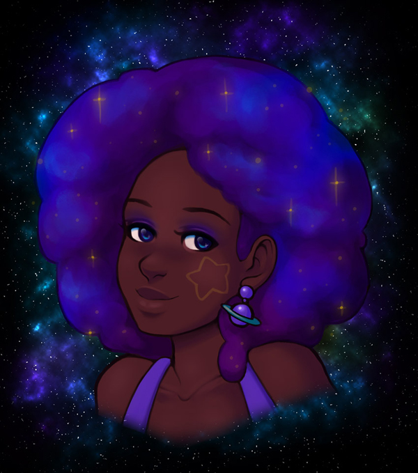 How to Draw & Paint a Galaxy Afro Portrait in Adobe Photoshop