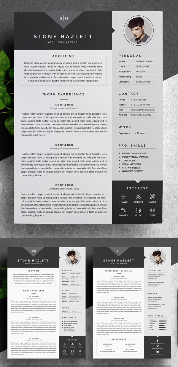 Modern Resume Template (4 Pages)
