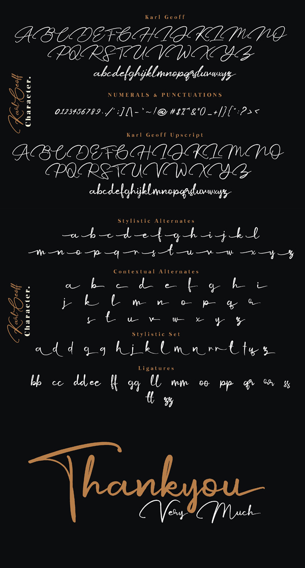 Karl Geoff Handwritten Script Font Letters