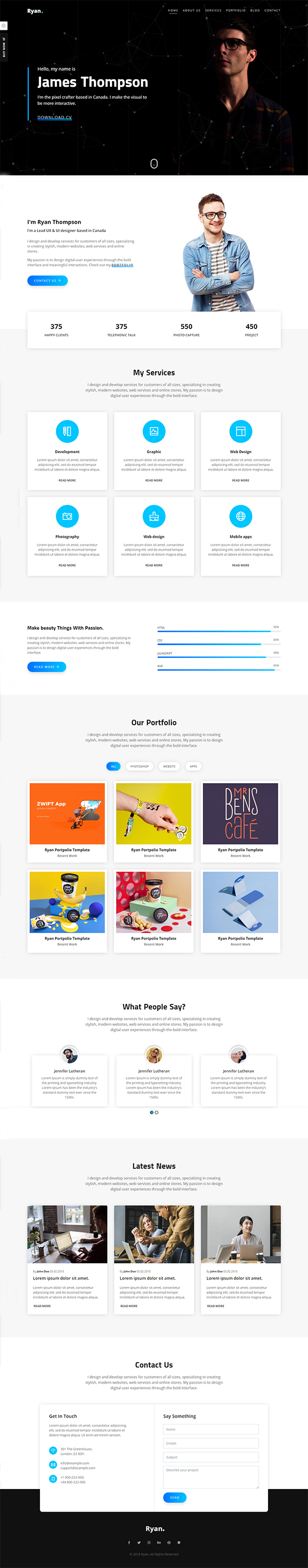 Ryan – Bootstrap 4 One Page Personal Portfolio Template