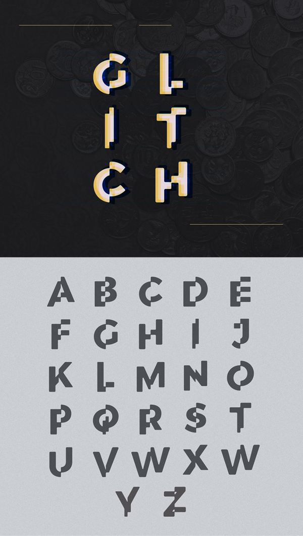 Corporate Glitch Font Letters