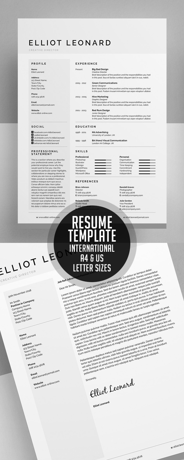 Resume Template - International A4 & US Letter sizes