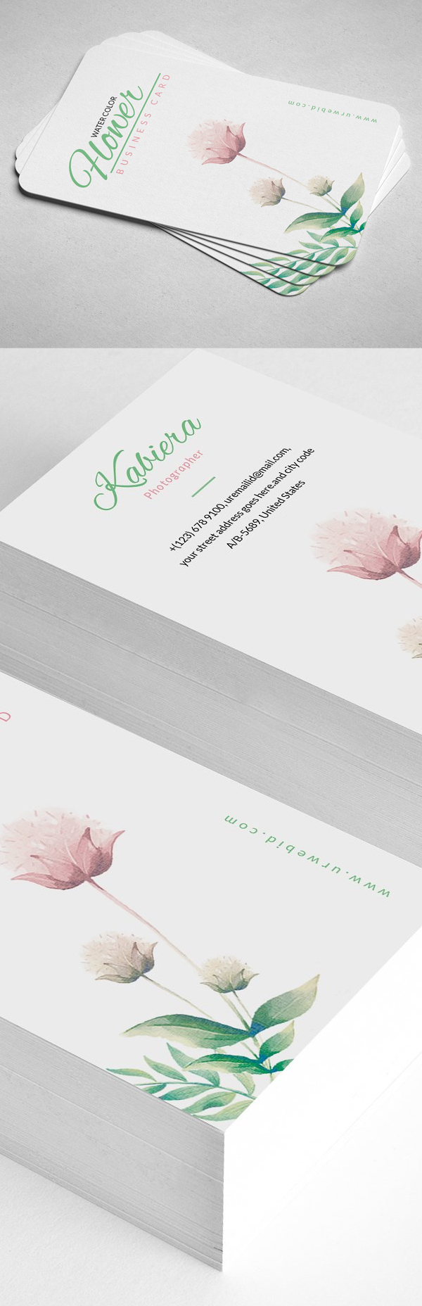 Clean Floral Business Card Template