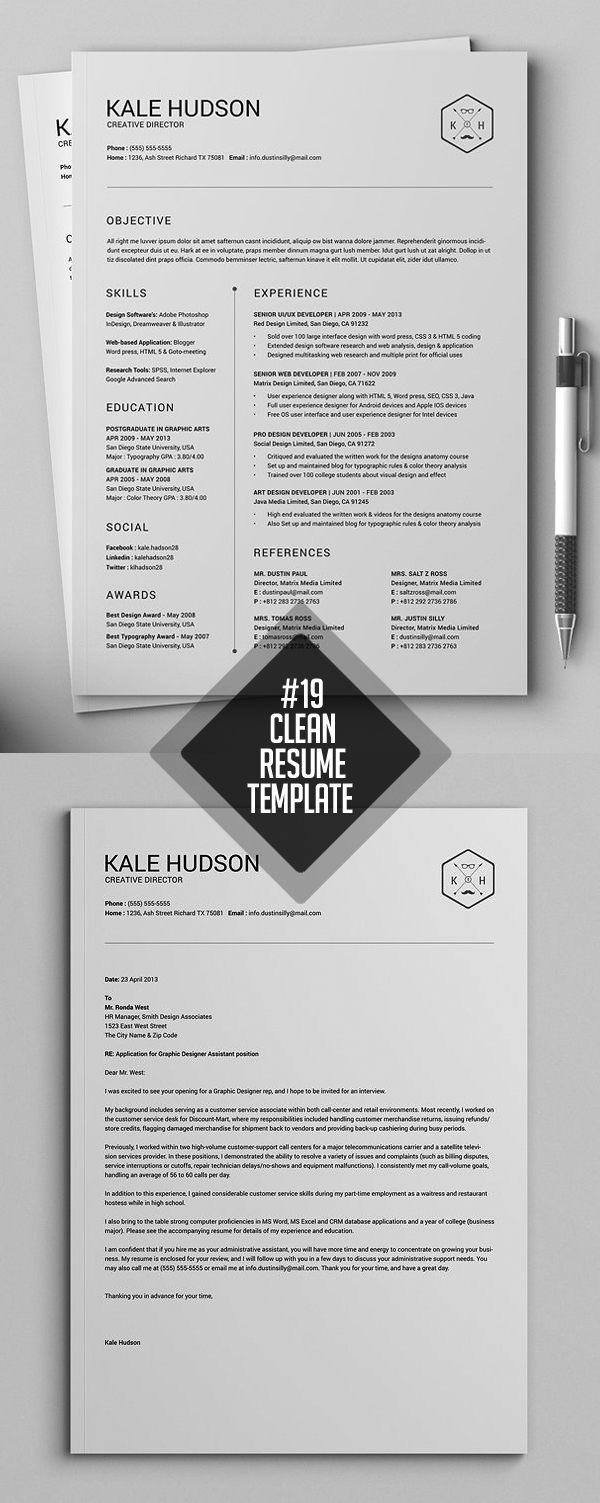 Handcraft Clean Resume CV with Cover Letter