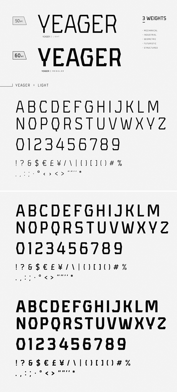 Yeager Font Letters