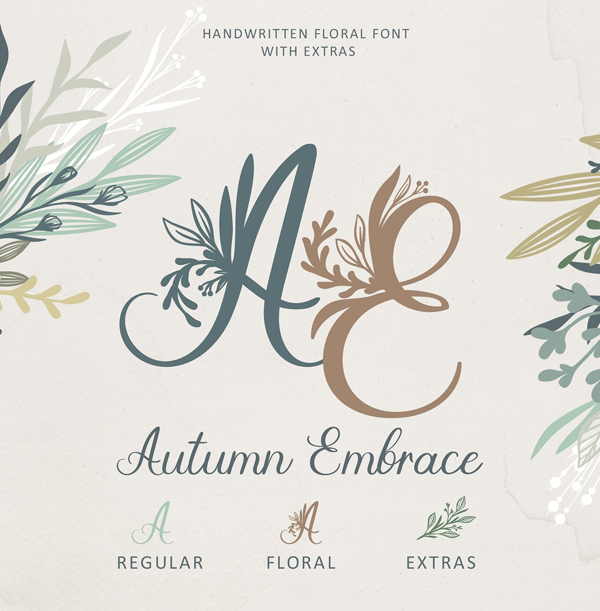 Autumn Embrace Floral Free Font + EXTRAS Design