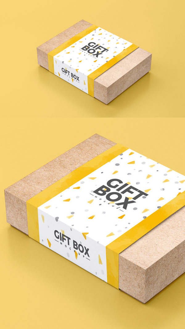 Free Craft Paper Gift Box Mockup PSD
