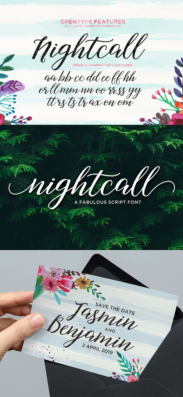 Nightcall Script Font Letters