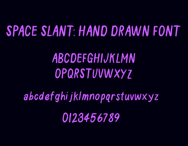 Space Slant Hand Drawn Font and Letters