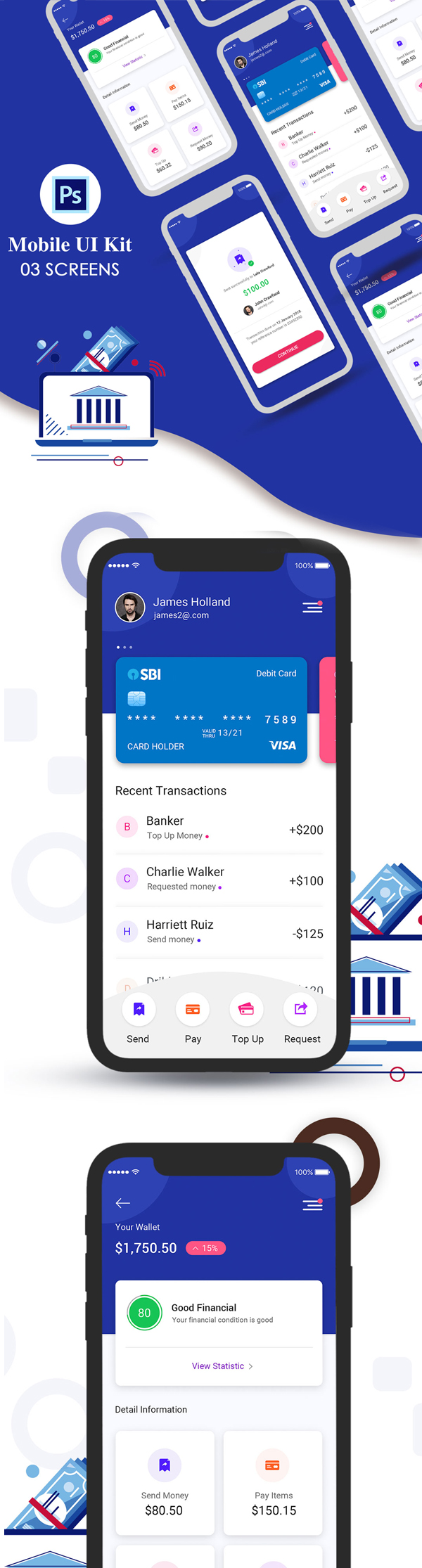 Freebies for 2019: Free New Digital Bank App UI Kit
